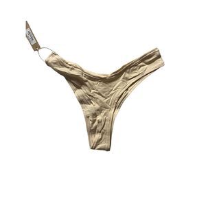 SKIMS Women's Sand High Cut Fits Everybody Dipped Front Thong Size Large NWT
